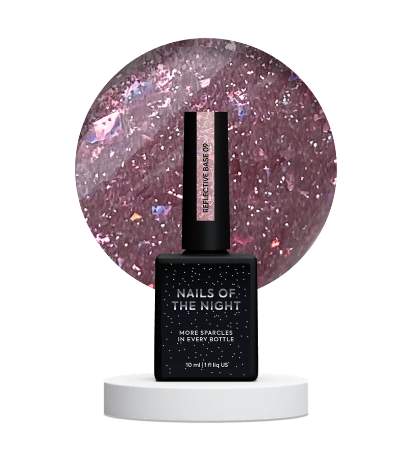Камуфлююча світловідбиваюча база з шимером Nails Of The Day NAILSOFTHENIGHT Reflective Base №09 рожевий 10 мл