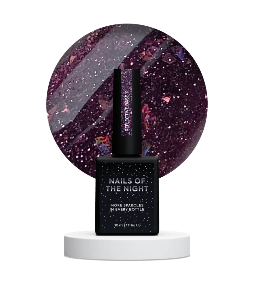 Камуфлююча світловідбиваюча база з шимером Nails Of The Day NAILSOFTHENIGHT Reflective Base №11 фіолетовий 10 мл