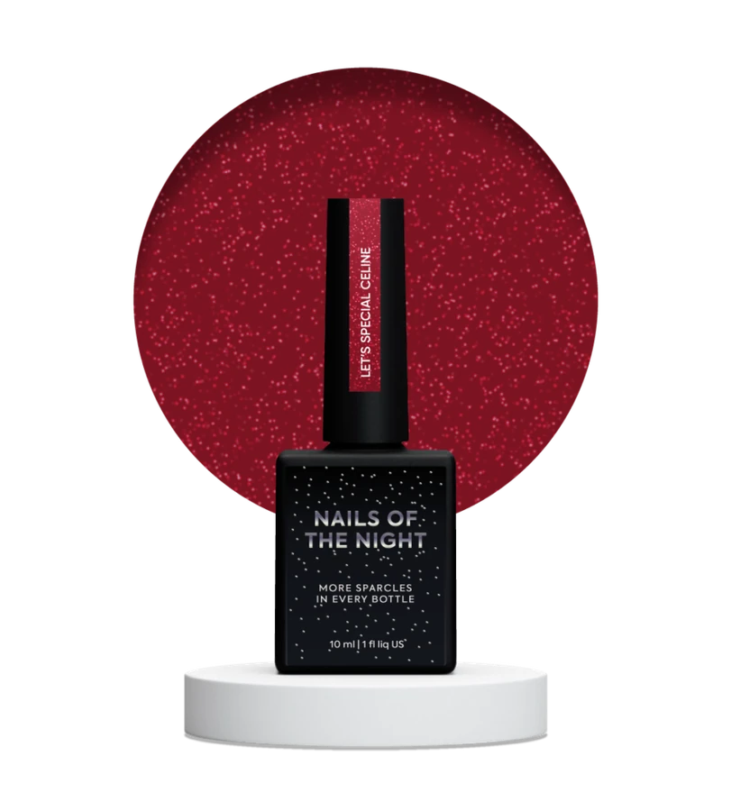 Гель-лак Nails Of The Day Let’s Special Celine темно&ndash;червоний, з червоними блискітками 10 мл