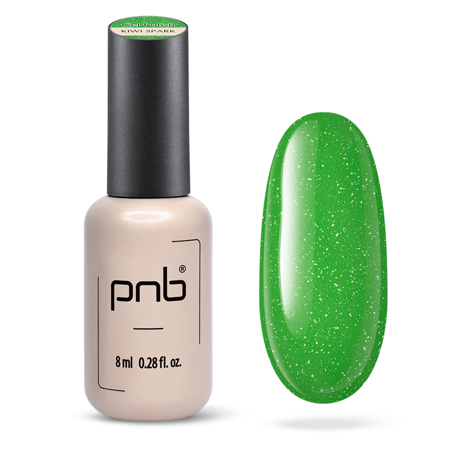Гель-лак PNB Kiwi Spark делікатний зелений, з шимером 8 мл