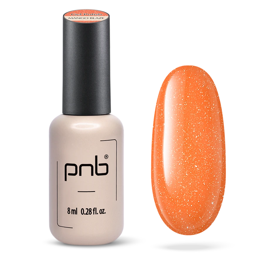 Гель-лак PNB Mango Blaze ніжно-помаранчевий, з шимером 8 мл
