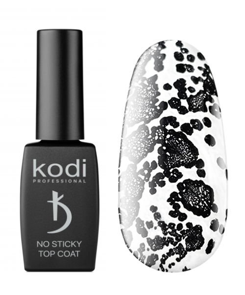 Мереживне верхнє покриття для гель-лаку Kodi Lace No Sticky Top Coat with UV без липкого шару з УФ-фільтрами 12 мл