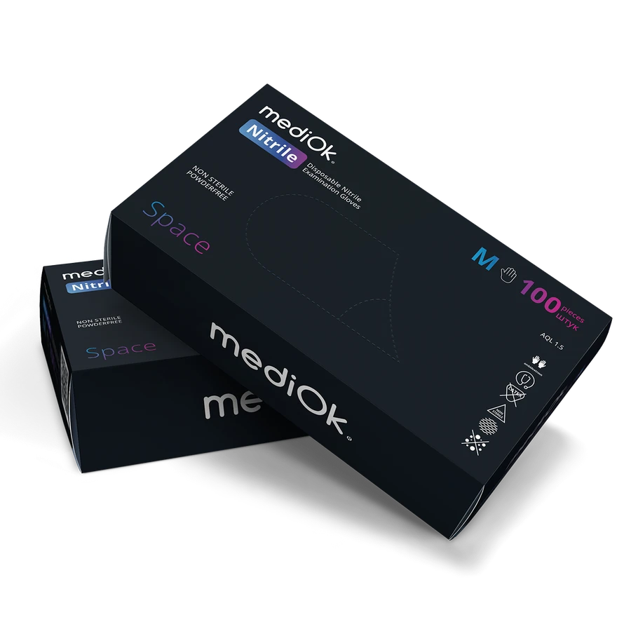 Нітрилові рукавички mediOk Nitrile Gloves Space Black M чорні 100 шт