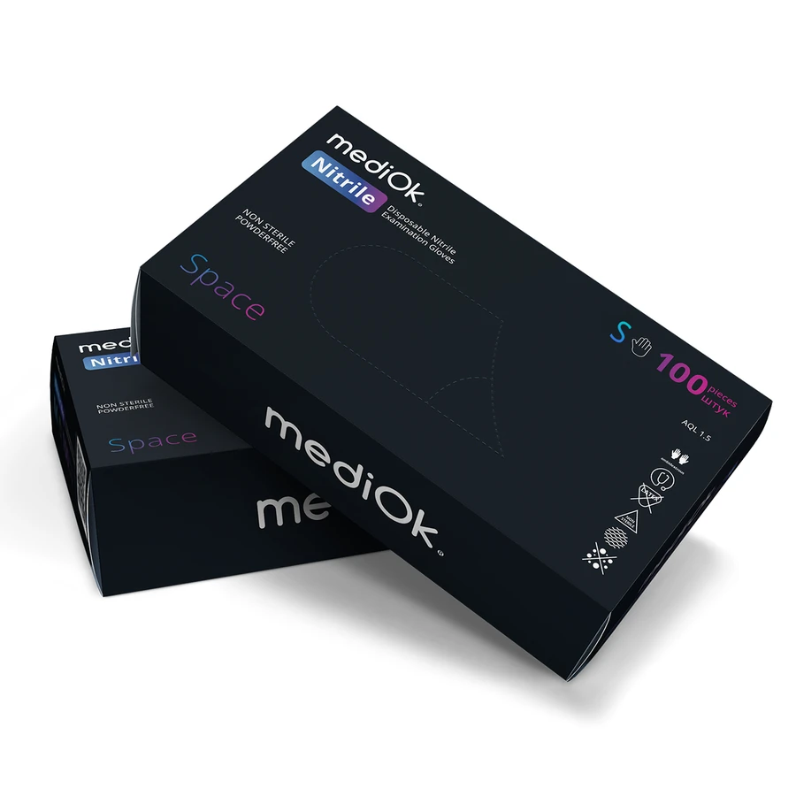 Описание временно отсутствует mediOk Nitrile Gloves Space Black S 100 шт