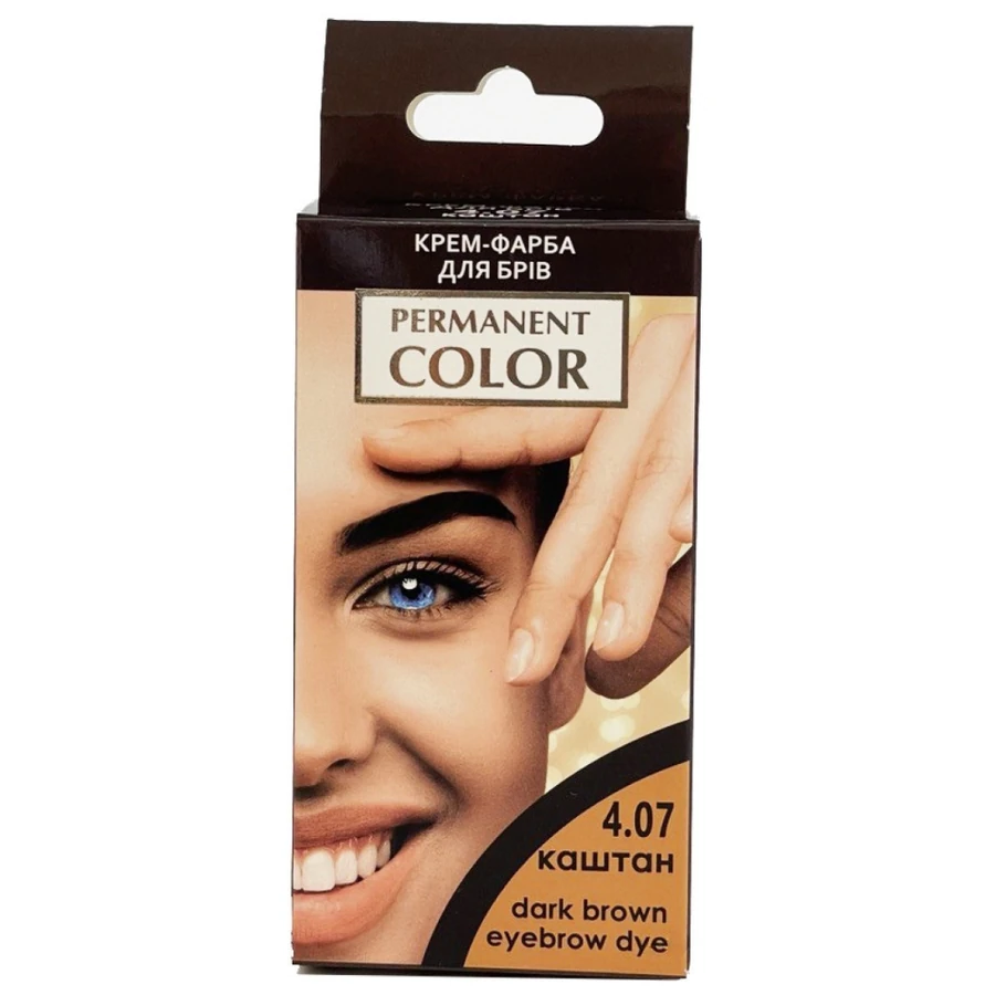 Крем-фарба для брів та вій Aromat Permanent Color Dark Brown Eyebrow Dye 4.07 каштан