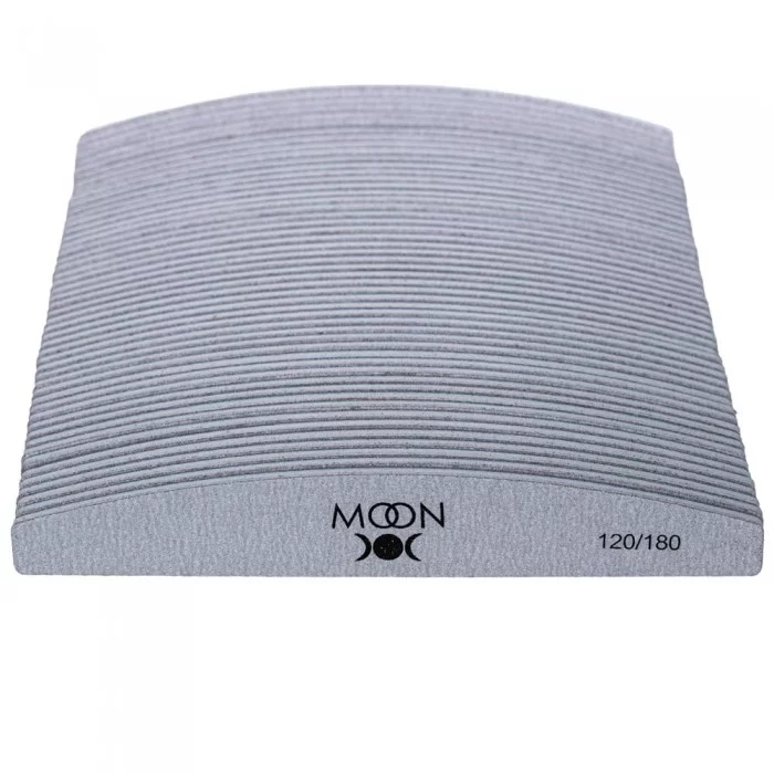 Пилка для штучних нігтів півмісяць MOON FULL Nail File Grey 120/180 грит набір 50 шт