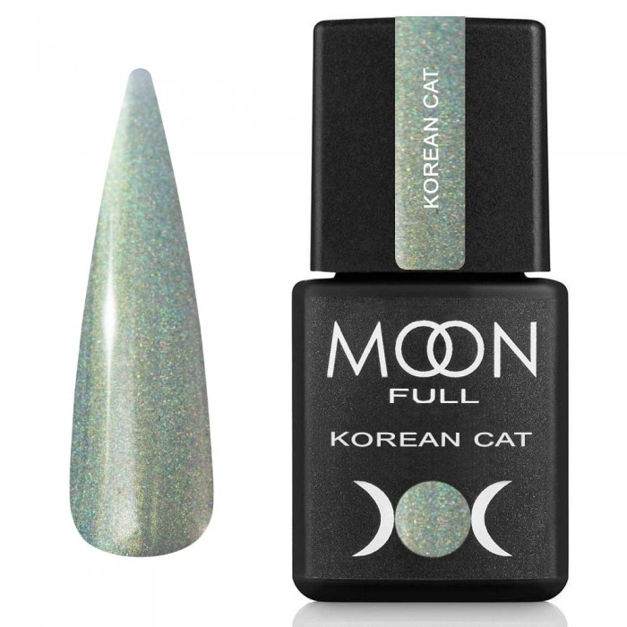 Гель-лак з ефектом "Кошаче око" MOON FULL Korean Cat 08 смарагдова мрія, магнітний 8 мл