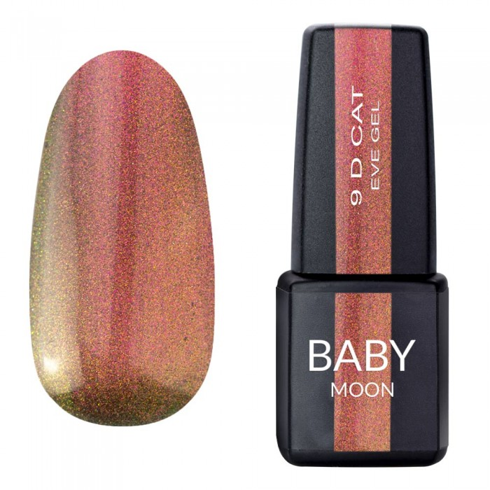 Гель-лак "Кошаче око" BABY MOON 9D Cat Eve Gel CE02 оранжевий з шиммером, магнітний 6 мл