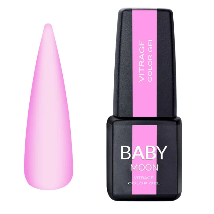 Гель-лак BABY MOON Vitrage Color Gel №01 пастельно-рожевий, вітражний 6 мл