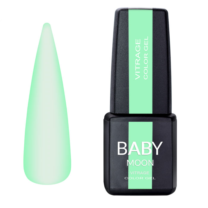 Гель-лак BABY MOON Vitrage Color Gel №03 зелений, вітражний 6 мл