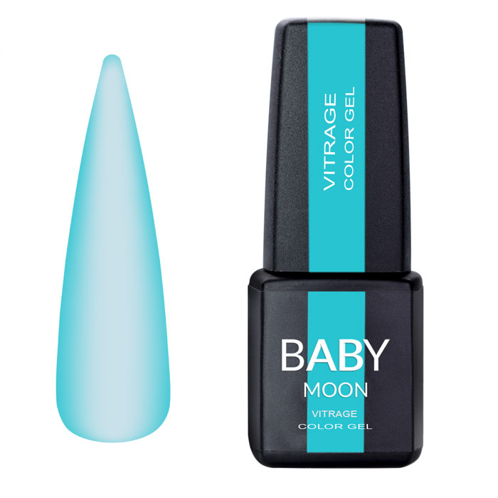 Гель-лак BABY MOON Vitrage Color Gel №04 бірюзовий, вітражний 6 мл