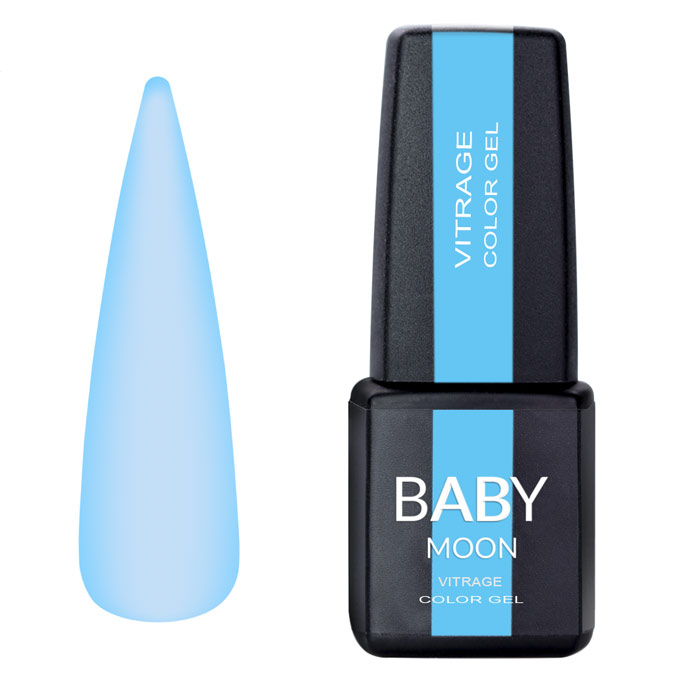 Гель-лак BABY MOON Vitrage Color Gel №05 світло-блакитний, вітражний 6 мл