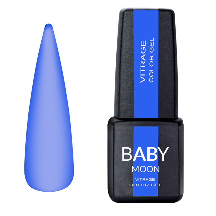 Гель-лак BABY MOON Vitrage Color Gel №06 темно-синій, вітражний 6 мл