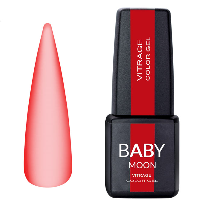Гель-лак BABY MOON Vitrage Color Gel №07 полуничний червоний, вітражний 6 мл