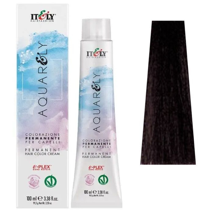 Фарба для волосся ITELY HAIRFASHION Aquarely Permanent Hair Color Cream 2N Коричневий 100 мл