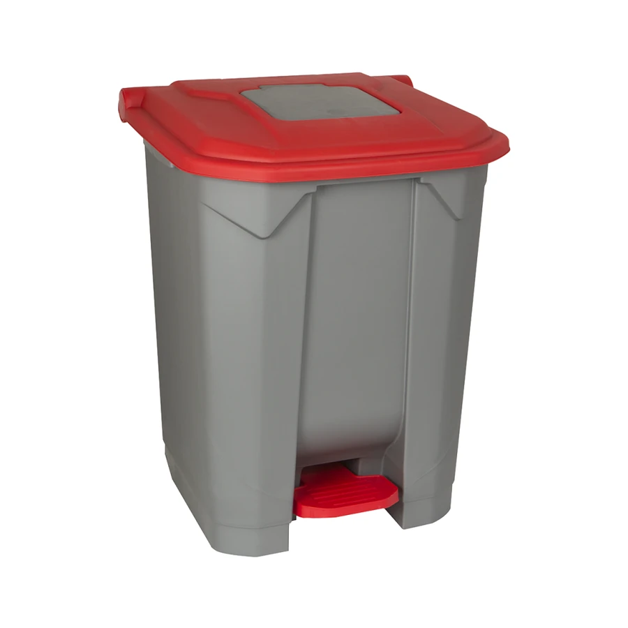 Бак для збору відходів з педаллю сіре PLANET Selective Waste Collection Container червоне маркування 50 л