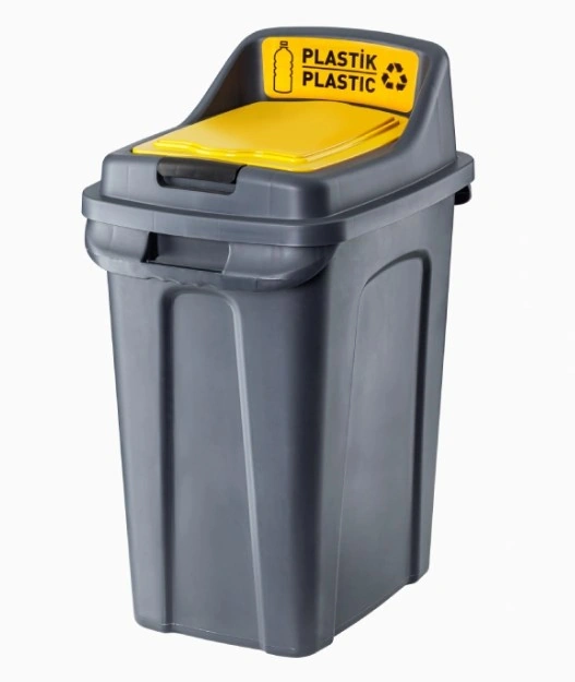 Бак для пластикового сміття сіре PLANET Waste Bucket (for Plastic) жовте маркування 70 л