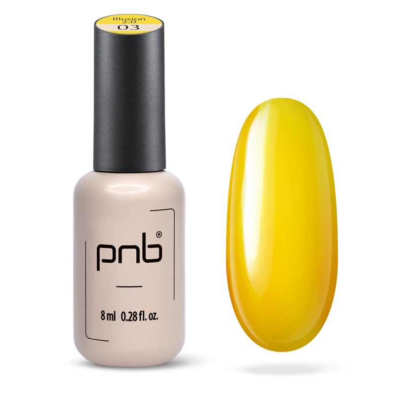 Гель-лак PNB UV/LED Gel Polish illusion 2.0 03 теплий жовтий, вітражний 8 мл