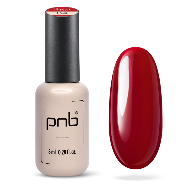 Гель-лак PNB UV/LED Gel Polish illusion 2.0 04 криваво-червоний, вітражний 8 мл
