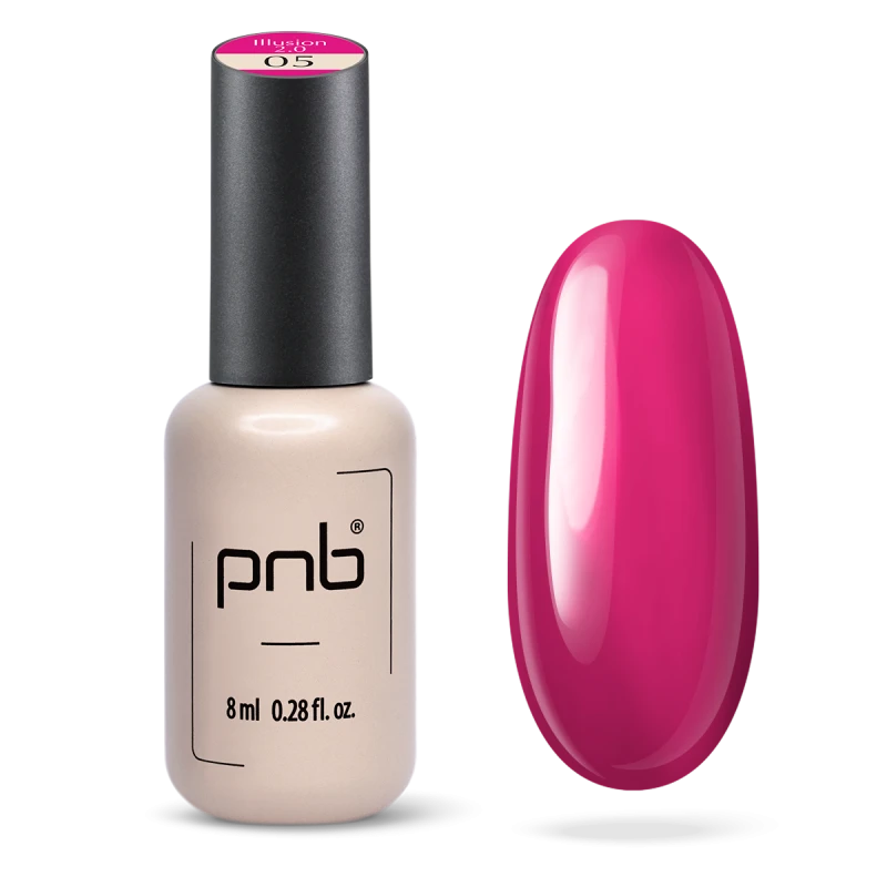 Гель-лак PNB UV/LED Gel Polish illusion 2.0 05 малиново-рожевий, вітражний 8 мл
