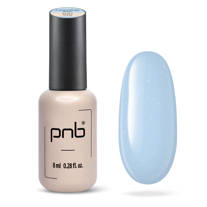 Камуфлююча база PNB UV/LED Camouflage Base Soft Tide ніжно-блакитний, з шиммером 8 мл