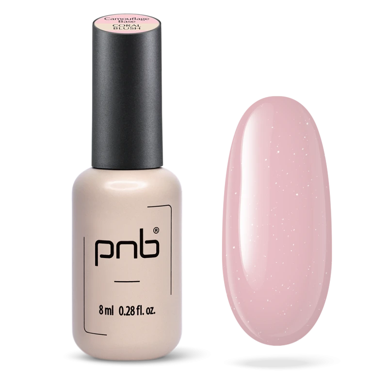 Камуфлююча база PNB UV/LED Camouflage Base Coral Blush ніжно-рожевий, з шиммером 8 мл