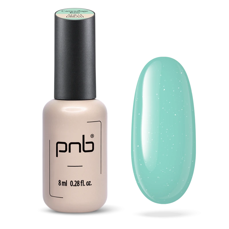 Камуфлююча база PNB UV/LED Camouflage Base Aqua Dream ніжно-м&rsquo;ятний, з мікрошиммером 8 мл