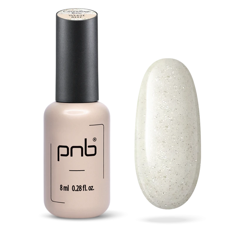Камуфлююча база PNB UV/LED Camouflage Base White Reef молочно-білий, з дрібними блискітками та поталлю 8 мл