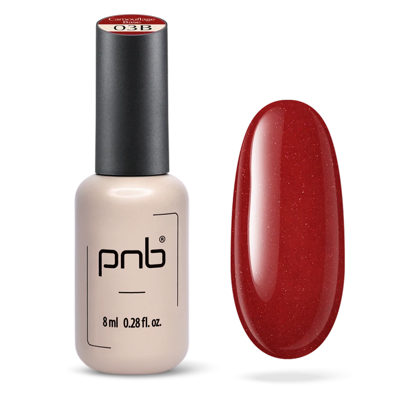 Камуфлююча база PNB UV/LED Camouflage Base 03B Tango de Pasion темно-червоний, з блиском 8 мл