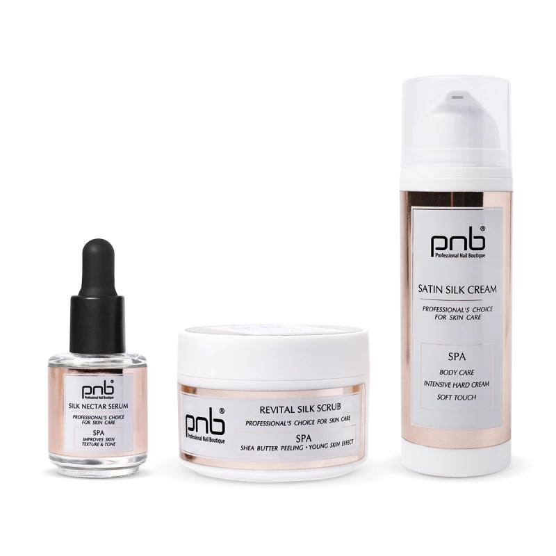 Міні СПА набір "Шовкова розкіш" PNB SPA Mini Silk Luxury Set скраб, крем, сироватка