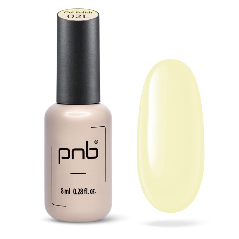 Гель-лак PNB UV/LED Gel Polish Butter Yellow 02L світло-жовтий, емаль 8 мл