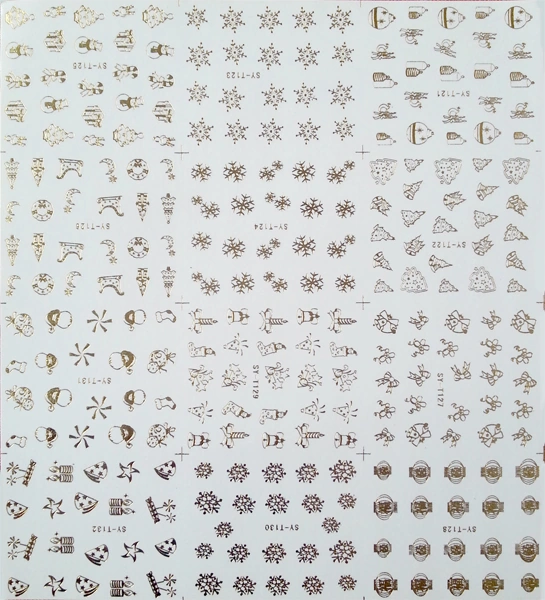 Новорічні золоті водяні наклейки YRE Gold Nail Accessory New Year