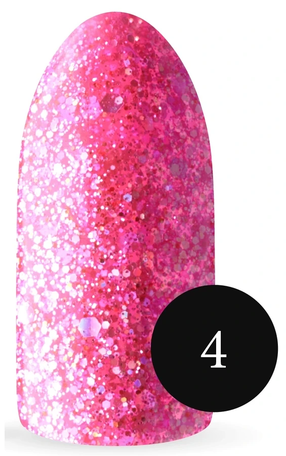 Гель-лак Koto Gel Polish 004 рожевий, із сріблястими голографічними блискітками 10 мл