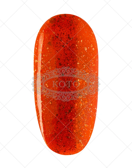 Гель-лак Koto Gel Polish 009 яскравий червоно-оранжевий з великими голографічними блискітками 10 мл