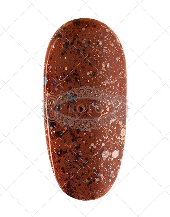 Гель-лак Koto Gel Polish 013 темний рожево-сливовий з великими та дрібними голографічними блискітками 10 мл