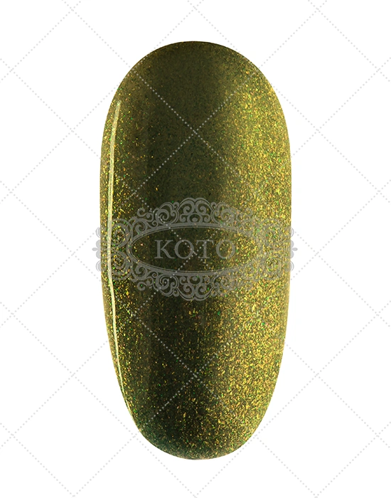 Гель-лак Koto Gel Polish 024 болотно-зелений з дрібними золотистими блискітками, емаль 10 мл