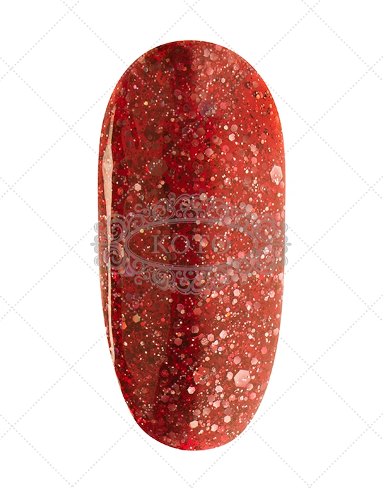 Гель-лак Koto Gel Polish 026 насичень малиновий з дрібними та великими голографічними блискітками 10 мл
