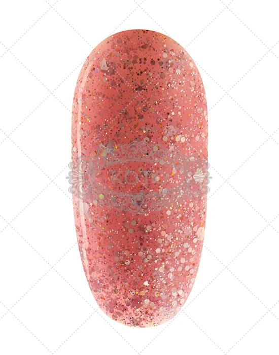 Гель-лак Koto Gel Polish 039 світлий розовий з дрібними та великими голографічними блискітками 10 мл
