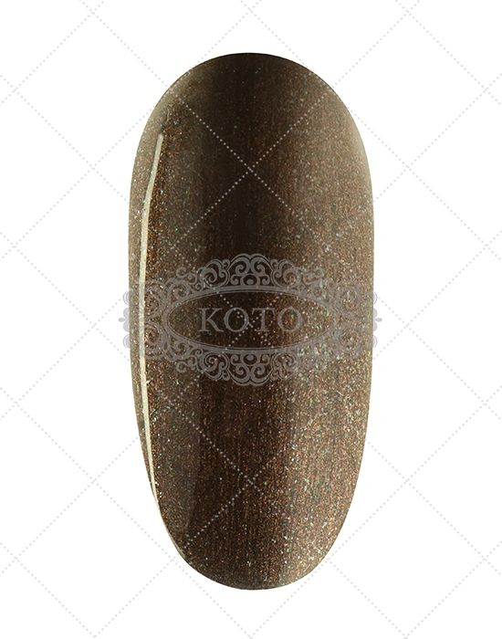 Однофазний гель-лак Koto Gel Polish 061 бронзово-коричневий з дрібним смарагдовим мікроблиском 10 мл