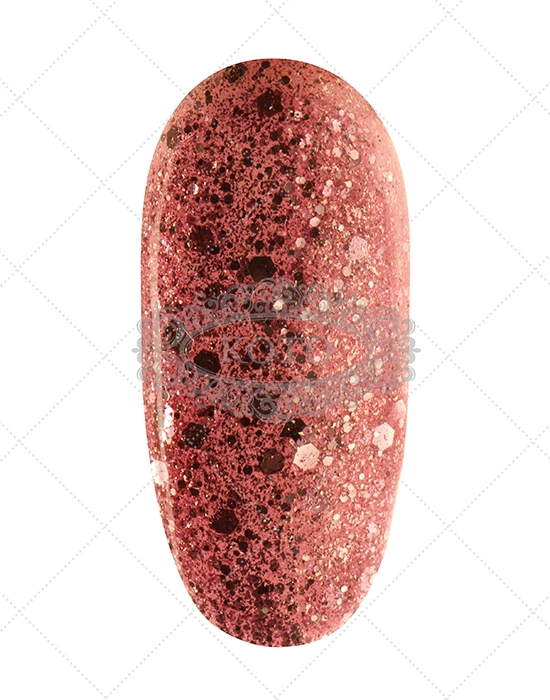 Гель-лак Koto Gel Polish 077 рожевий з дрібними та великими сріблястими блискітками 10 мл