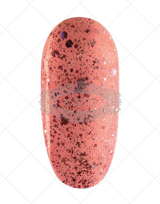 Гель-лак Koto Gel Polish 159 сирьово-рожевий з великими та дрібними голографічними блискітками 10 мл
