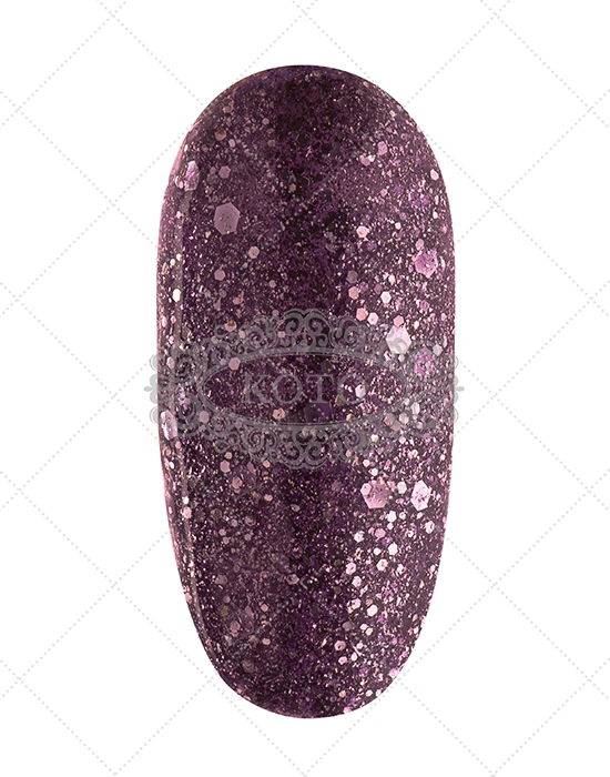 Термо гель-лак Koto Gel Polish 209 фіолетово-синій з великими та дрібними сріблястими блискітками (при нагріванні - блакитний синій 10 мл