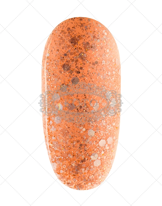 Гель-лак Koto Gel Polish 357 персиковий з великими та дрібними голографічними блискітками 10 мл