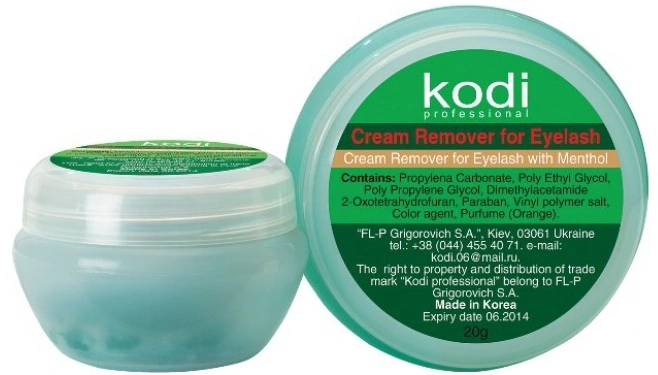 Ремувер на кремовій основі зелений Kodi Remuver for eyelashes on a cream base Green 15 гр