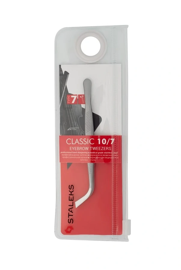 Пінцет для брів похилий Staleks CLASSIC 10 TYPE 7 (П-04)