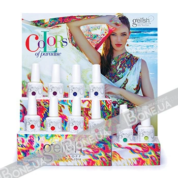Настільний дисплей на 12 флаконів Gelish Harmony Gelish Colors of Paradise Collection по 2 кожного 12 шт