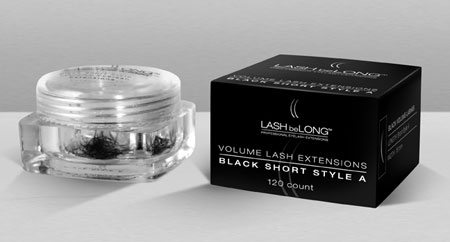 Вії для збільшення обсягу чорні короткі, стиль А LASH beLONG LbL Short Style A Volume Extensions bleck в упак.120шт.