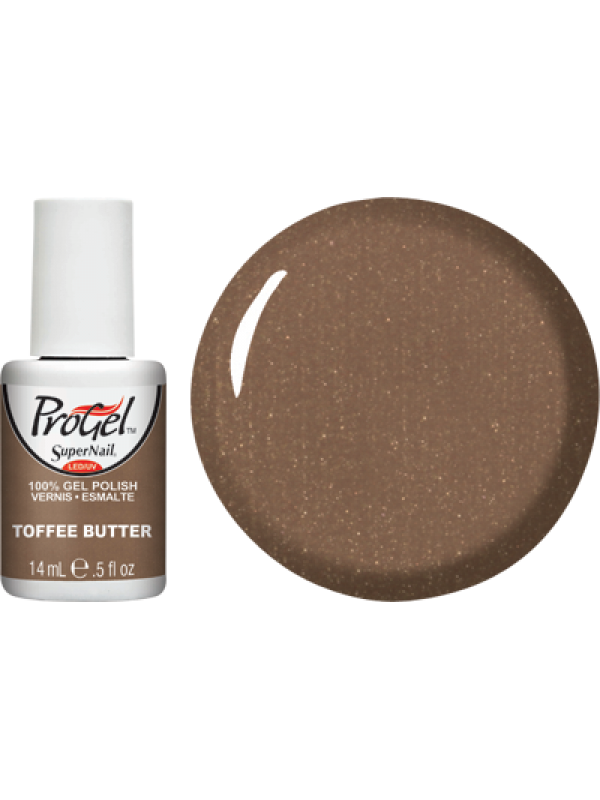Гель-лак Іскра Super Nail ProGel Toffee Butter пастельний коричневий із шиммером 14 мл