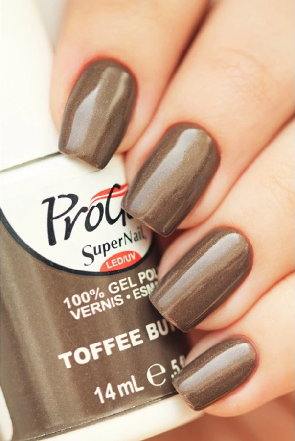 Гель-лак Іскра Super Nail ProGel Toffee Butter пастельний коричневий із шиммером 14 мл