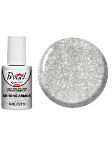 Гелт-лак Блискучі обладунки Super Nail ProGel Shining Armor сріблястий шиммер на прозорій основі 14 мл